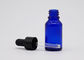 Het Druppelbuisjeflessen van de glas Blauwe Etherische olie met 18mm Zwarte Plastic Druppelbuisje Zwarte Speen