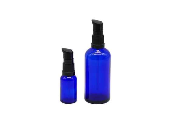 Van het Druppelbuisjeflessen van de cilinderetherische olie de de Lotionpomp bedekt Blauwe Duidelijke Kleur