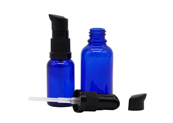 Van het Druppelbuisjeflessen van de cilinderetherische olie de de Lotionpomp bedekt Blauwe Duidelijke Kleur